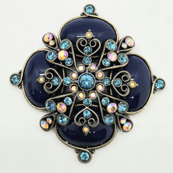 RARE Joan Rivers Brooch Lapis, Baby Blue Orange and Pink Swarovski Crystals - Picture 8 of 8
